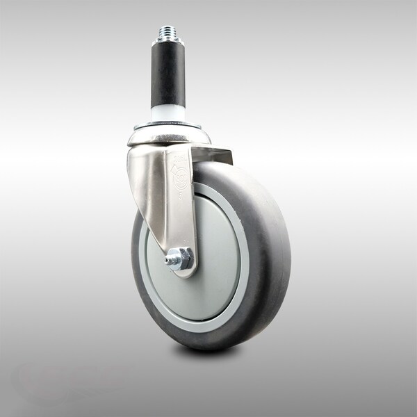 5 Inch 316SS Thermoplastic Rubber Wheel Swivel 1 Inch Expanding Stem Caster